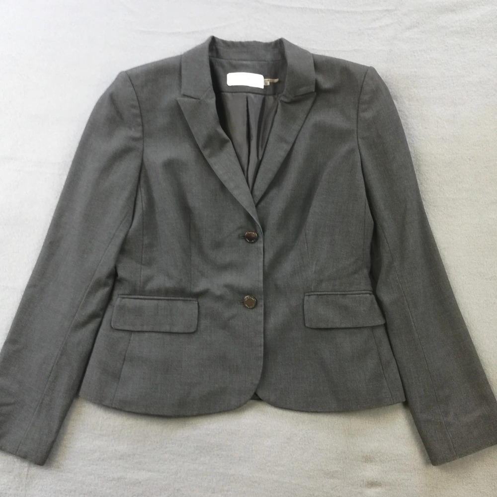 Calvin Klein Jacket Womens‎ 10 Gray Blazer Suit Coat Preppy Career